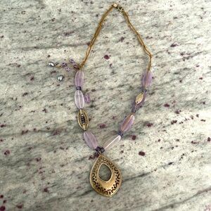 Silpada Sterling Silver Amethyst & Pearl Silk Cord Necklace